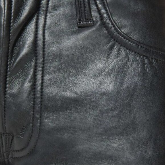 BNWT MOTHER The Smarty Pants Skimp Leather High-Rise Straight-Leg sz 28 - Picture 5 of 6